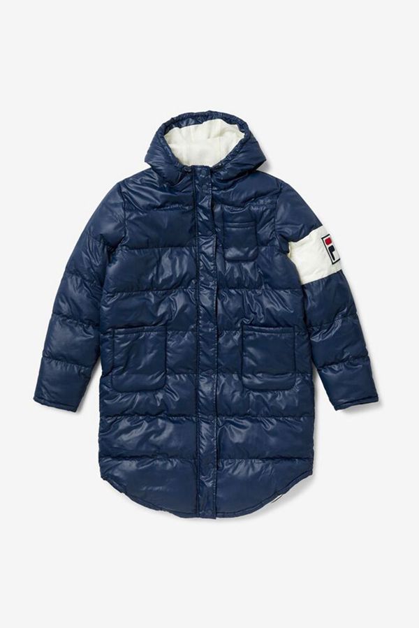 Casacos Fila Mulher Azul Marinho/Vermelhas - Fila Luisa Quilted Puffer Portugal Lisboa,SDFH-28964